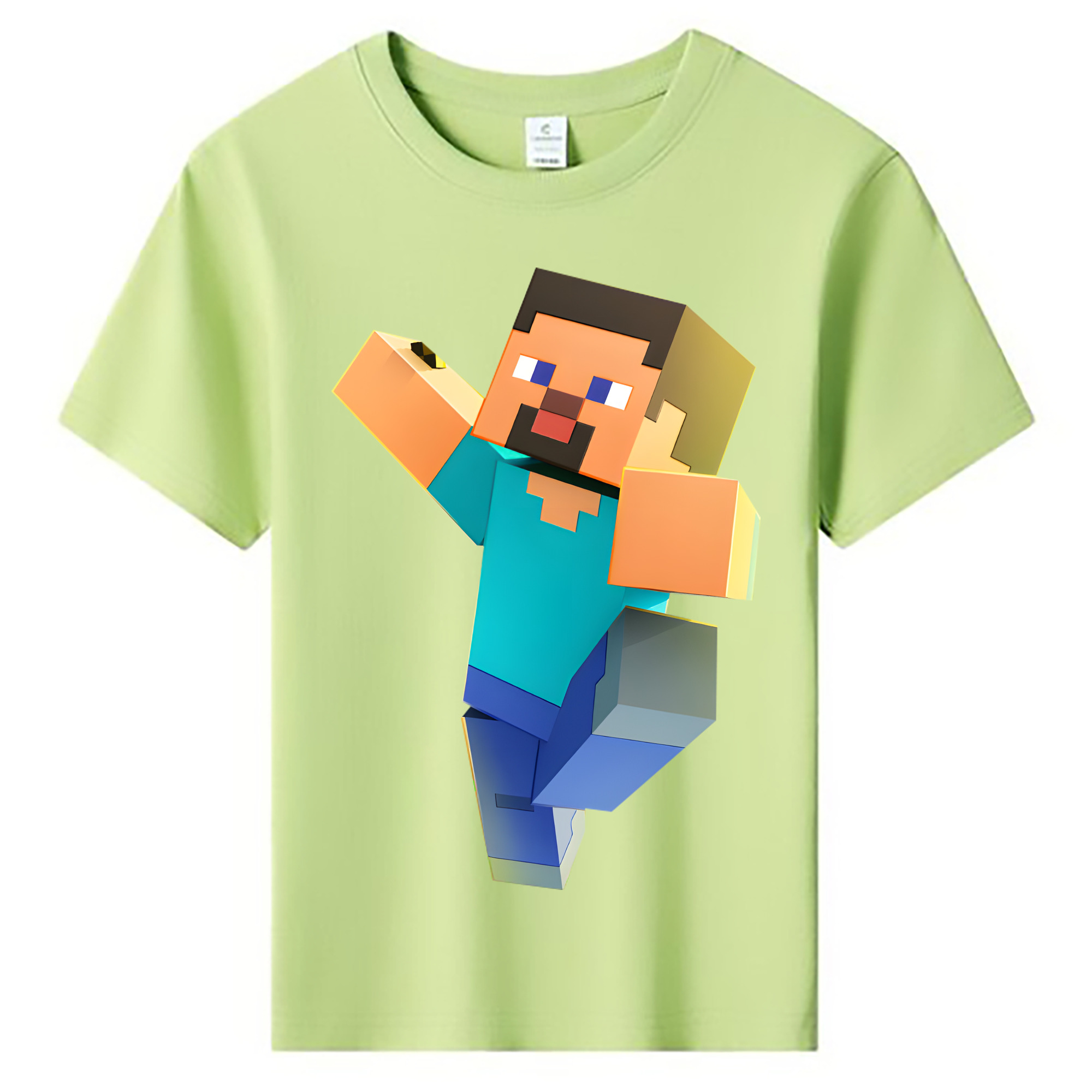 （画像用） マインクラフト ブロックの世界 Minecraft MC Block world 綿100％キッズTシャツ（フロントプリント）